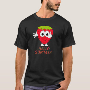 Hello Summer Summer Time Cute Strawberry With Sung T-Shirt