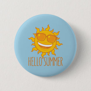 Hello Summer Sun With Sunglasses 6 Cm Round Badge