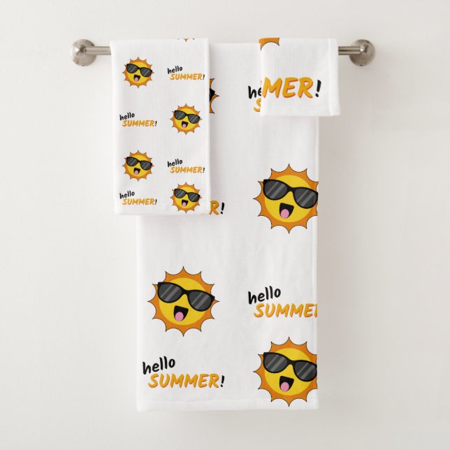 Hello Summer Sun with Sunglasses Bath Towel Set (Insitu)