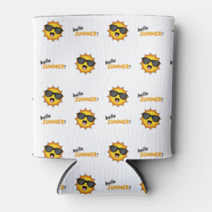 Hello Summer Sun with Sunglasses Can Cooler
