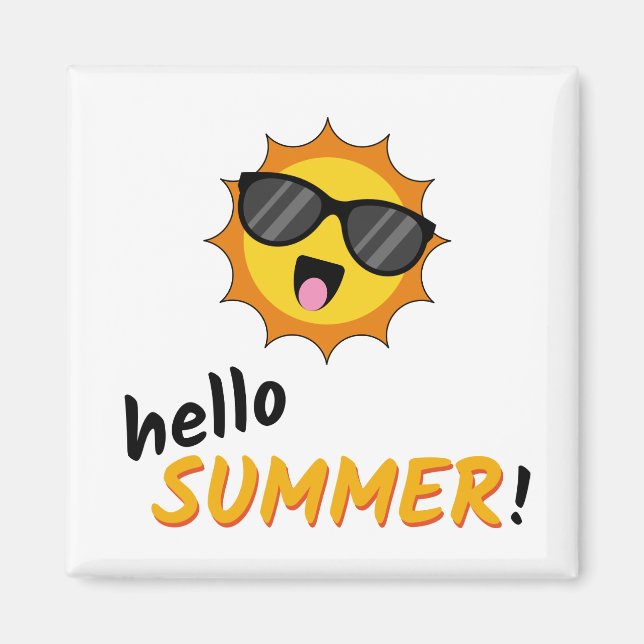 Hello Summer Sun with Sunglasses Magnet (Front)