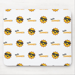 Hello Summer Sun with Sunglasses Mouse Mat