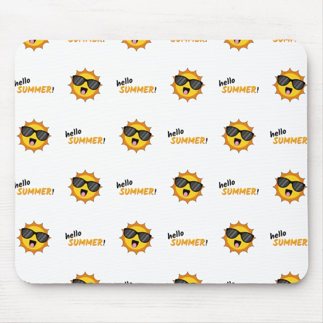 Hello Summer Sun with Sunglasses Mouse Mat (Front)