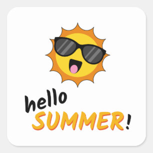 Hello Summer Sun with Sunglasses Square Sticker