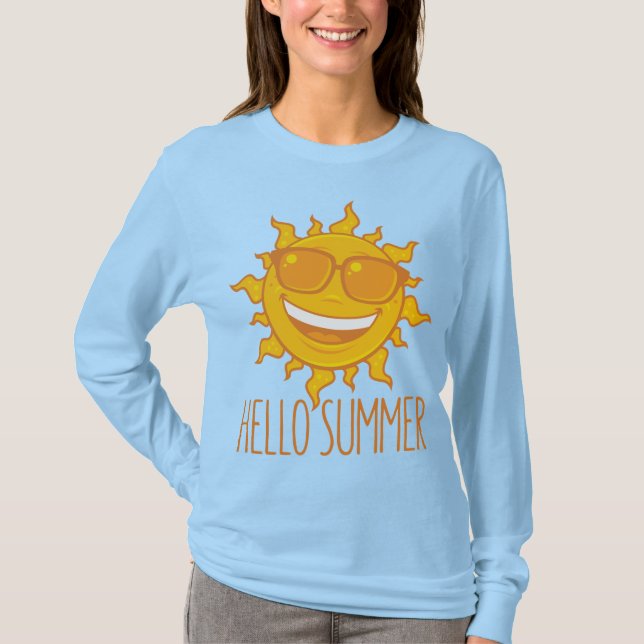 Hello Summer Sun With Sunglasses T-Shirt (Front)