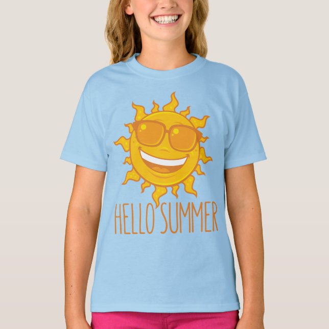 Hello Summer Sun With Sunglasses T-Shirt (Front)