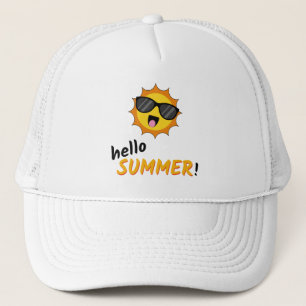Hello Summer Sun with Sunglasses Trucker Hat