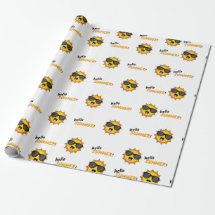 Hello Summer Sun with Sunglasses Wrapping Paper