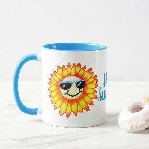 Hello Summer Sunglasses Sunflower Mug