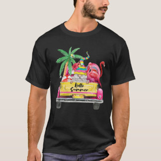 Hello Summer Sunshine Gnomes Flamingo Truck Vintag T-Shirt