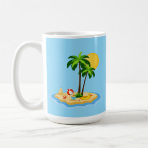 Hello Summer Sunshine Retro Circle Vintage Beach Coffee Mug