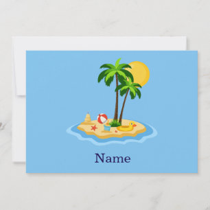Hello Summer Sunshine Retro Circle Vintage Beach  Invitation