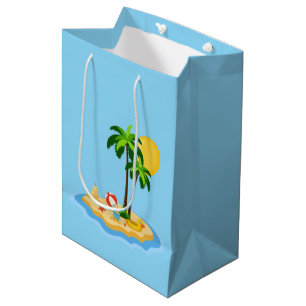 Hello Summer Sunshine Retro Circle Vintage Beach Medium Gift Bag