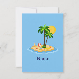 Hello Summer Sunshine Retro Circle Vintage Beach  Thank You Card