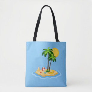 Hello Summer Sunshine Retro Circle Vintage Beach Tote Bag