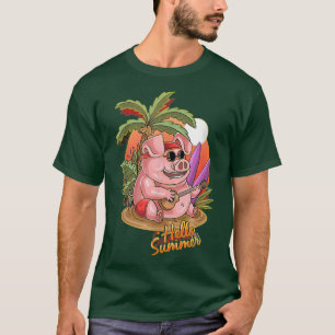 Hello summer sunshine sunset sunrise pig hog swine T-Shirt
