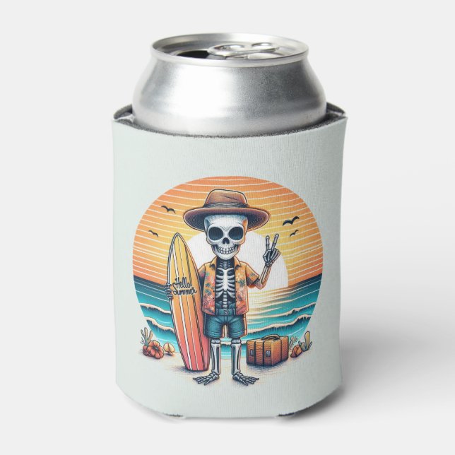 Hello Summer - Surfer Can Cooler (Can Front)