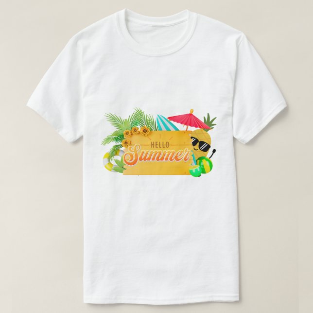 Hello Summer – T-shirt Tropical Évasion (Design Front)