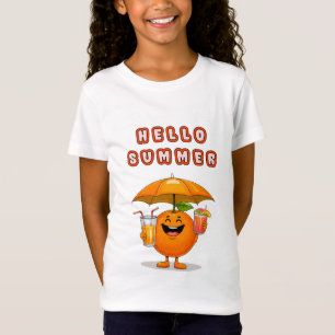 Hello Summer" Text with cute orange T-Shirt