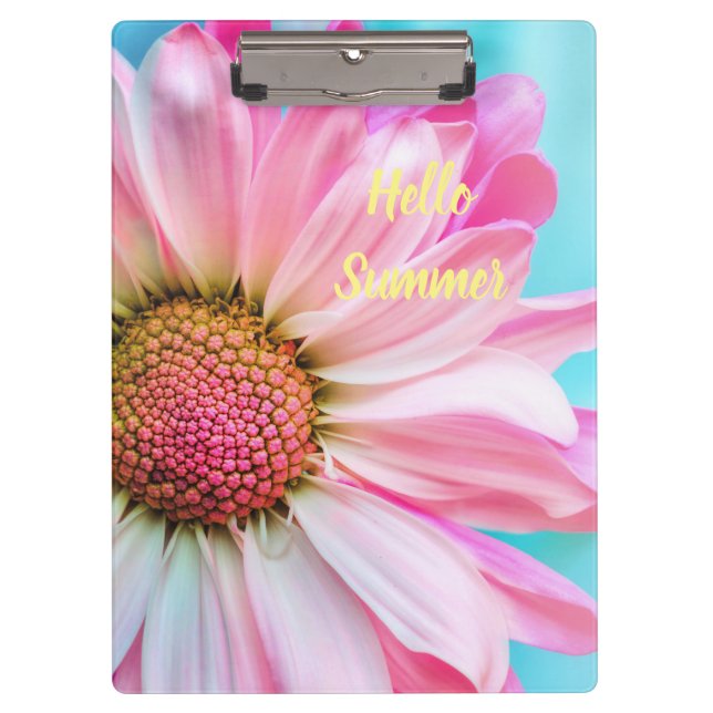 Hello Summer text with Flower Clipboard (Front)
