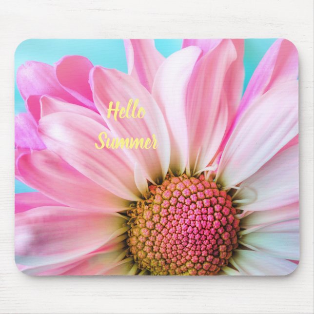 Hello Summer text with Flower Mouse Mat (Front)