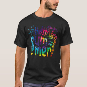 Hello Summer Tie Dye Summer Beach Teachers Design T-Shirt