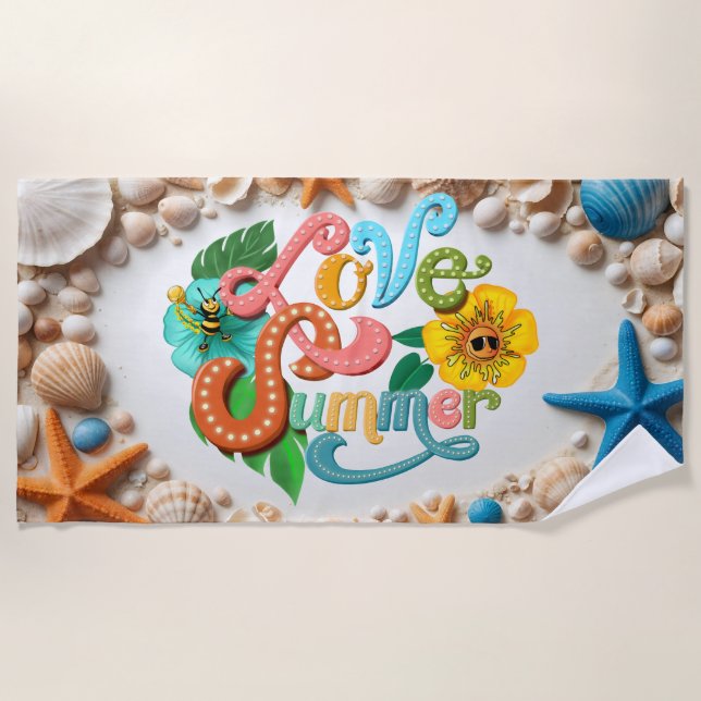 Hello Summer Time Beach Towel (Front)