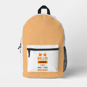 hello summer, time to holiday printed backpack