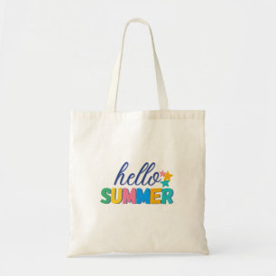 "hello summer" tote bag