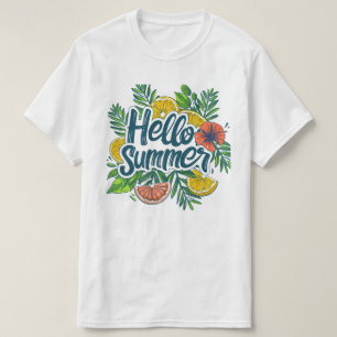 Hello Summer Tropical Citrus Graphic T-Shirt