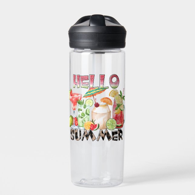 Hello Summer Tropical Drinks Mug – Refreshing Vibe Water Bottle (Front)