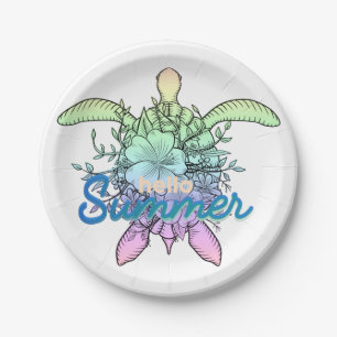 Hello Summer Turtle Paper Plate
