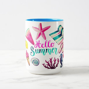 Hello Summer Two-Tone Coffee Mug