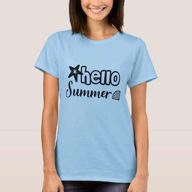 Hello Summer Typography T-Shirt (Front)