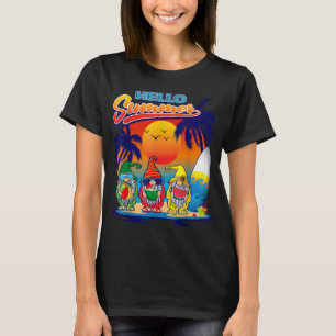 Hello Summer Vacation Garden Gnomes Beach Vibes Wo T-Shirt