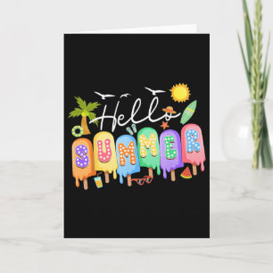 Hello Summer Vacation Ice Cream Popsicle Ice Lolly Card