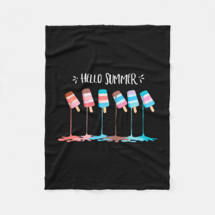 Hello summer vacation ice cream popsicle ice lolly fleece blanket