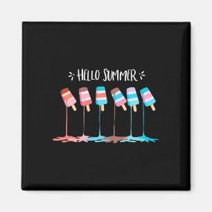 Hello summer vacation ice cream popsicle ice lolly magnet