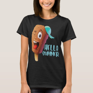 Hello Summer Vacation Ice Cream Popsicle Ice Lolly T-Shirt