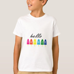 Hello Summer Vacation Ice Cream Popsicle Ice Lolly T-Shirt