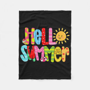 Hello Summer Vacation Ice Cream Popsicle Watermelo Fleece Blanket