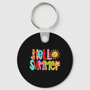 Hello Summer Vacation Ice Cream Popsicle Watermelo Key Ring