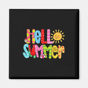 Hello Summer Vacation Ice Cream Popsicle Watermelo Magnet