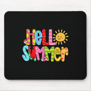 Hello Summer Vacation Ice Cream Popsicle Watermelo Mouse Mat