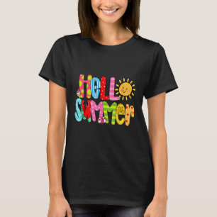 Hello Summer Vacation Ice Cream Popsicle Watermelo T-Shirt