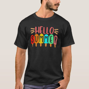Hello Summer Vacation Ice Cream Popsicle Womens Gi T-Shirt