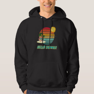 Hello Summer Vacation Palm Tree Sun Birds And Sea Hoodie