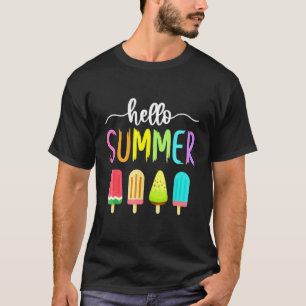 Hello Summer Vacation Popsicle Ice Lolly School S T-Shirt