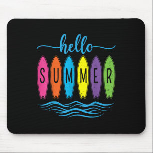 Hello Summer Vacation Vibes Shirt - Summer Beach S Mouse Mat