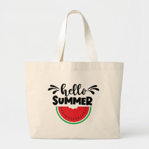 Hello Summer Watermelon Fruit Large Tote Bag